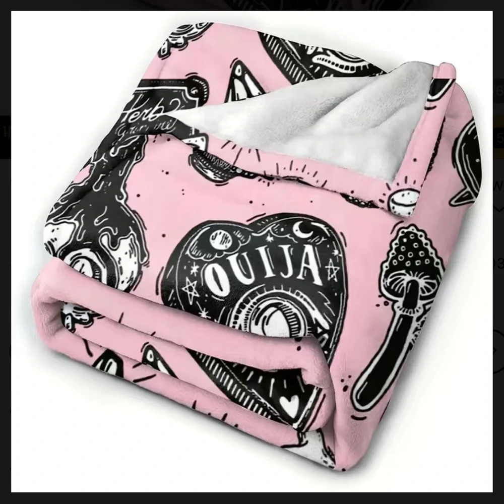 New Pink and black Quija Witchy Blanket
